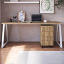 Ver imagem 2 de Mesa e Gaveteiro Office 160 Cm 25909 Nogal Sevilha Branco Artesano