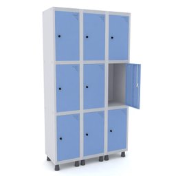 ROUPEIRO DE AÇO 3M 09 PORTAS PITÃO PANDIN - CINZA/AZUL DALÍ GRP 503/9 DI - 1