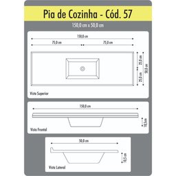 Tampo Para Pia De Cozinha Rorato 1,50X0,50 Granitada - 2