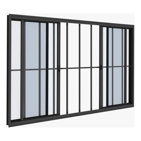 Vitro 4 Folhas 1.00x1.00 Com Grade Preta Linha 18 Modular - Preto