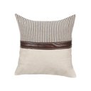 Ver imagem 1 de Almofada Listrada e Lisa Cas Grandi C/ Couro (bege) 50x50cm