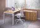 Ver imagem 2 de Conjunto Mesa Escritório 160cm C/ Balcão Nogal/branco