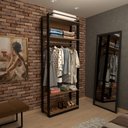 Ver imagem 1 de Closet Industrial Marseille 2 Prateleiras 1 Cabideiro Black/brise - Panorama Móveis