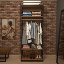 Ver imagem 2 de Closet Industrial Marseille 2 Prateleiras 1 Cabideiro Black/brise - Panorama Móveis