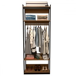 Closet Industrial Marseille 2 Prateleiras 1 Cabideiro Black/brise - Panorama Móveis - 3