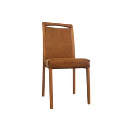 Cadeira de Jantar Luxo Estofada Jade Corino Caramelo Base Madeira Maciça Mel - 2