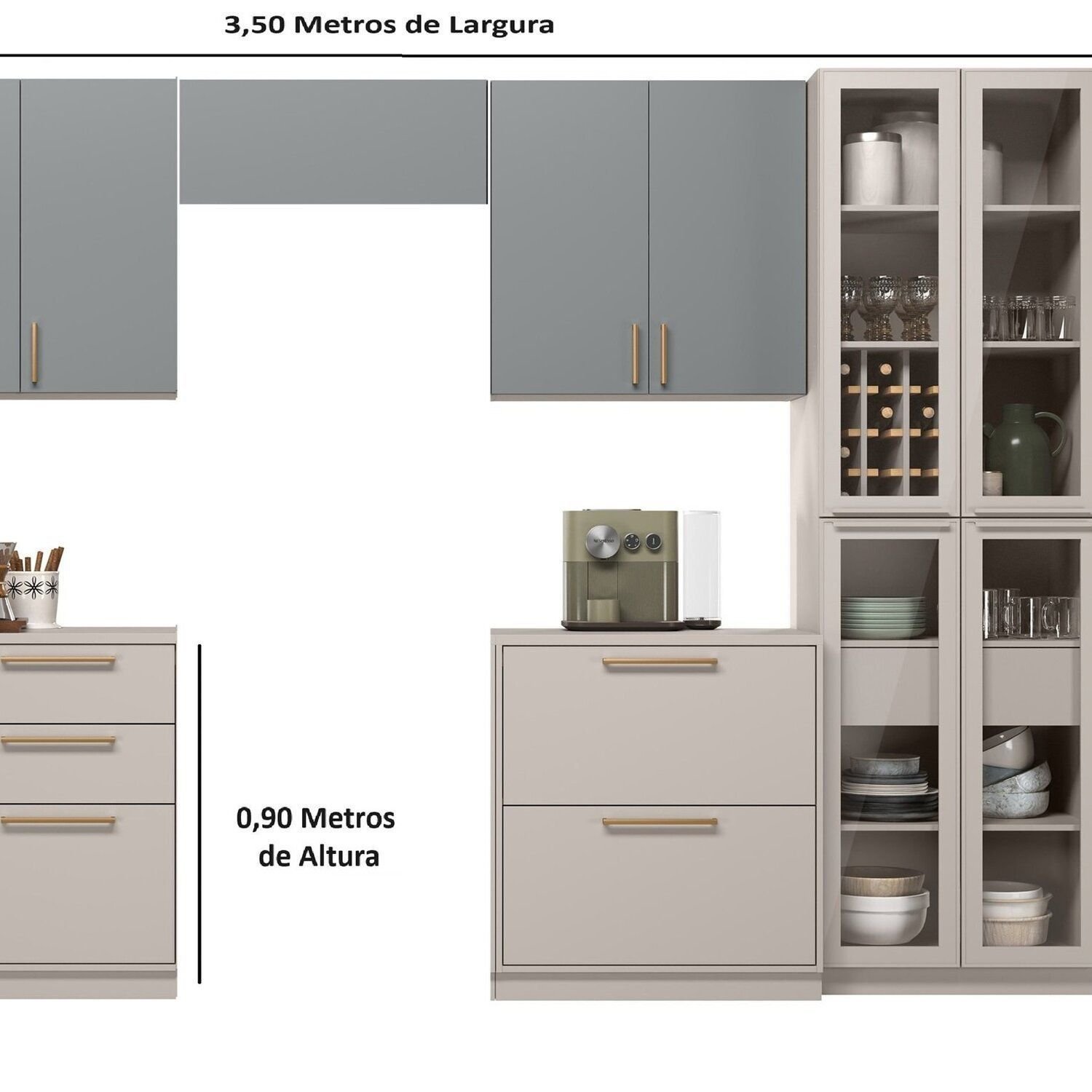 Cozinha Modulada com Cristaleira 6 Peças Essence 100% Mdf - 3