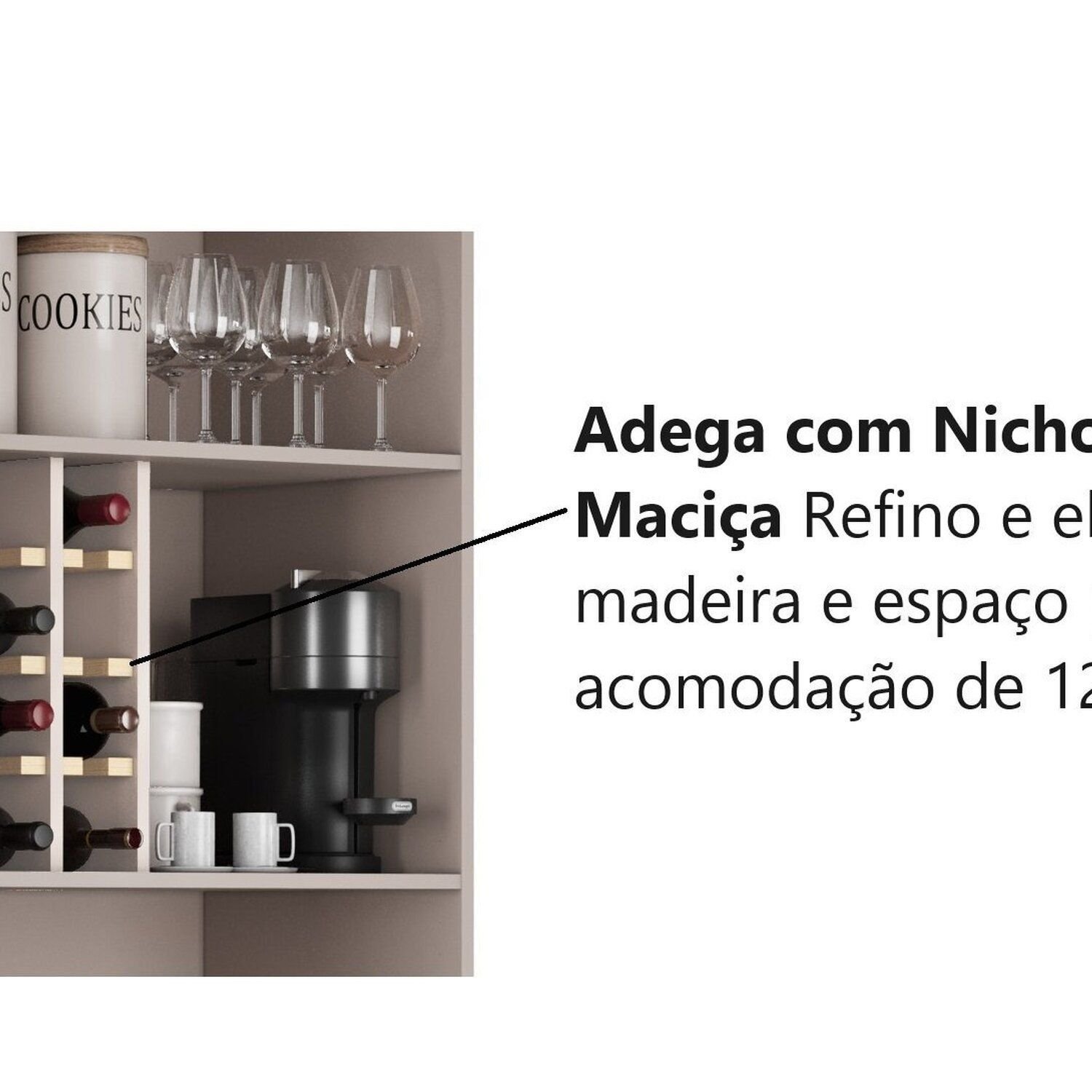 Cozinha Modulada com Cristaleira 6 Peças Essence 100% Mdf - 7