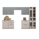 Ver imagem 3 de Cozinha Modulada 6 Peças 12 Portas 5 Gavetas com Cristaleira MDF Rodapé em PVC Essence Itatiaia Cinza/Fendi