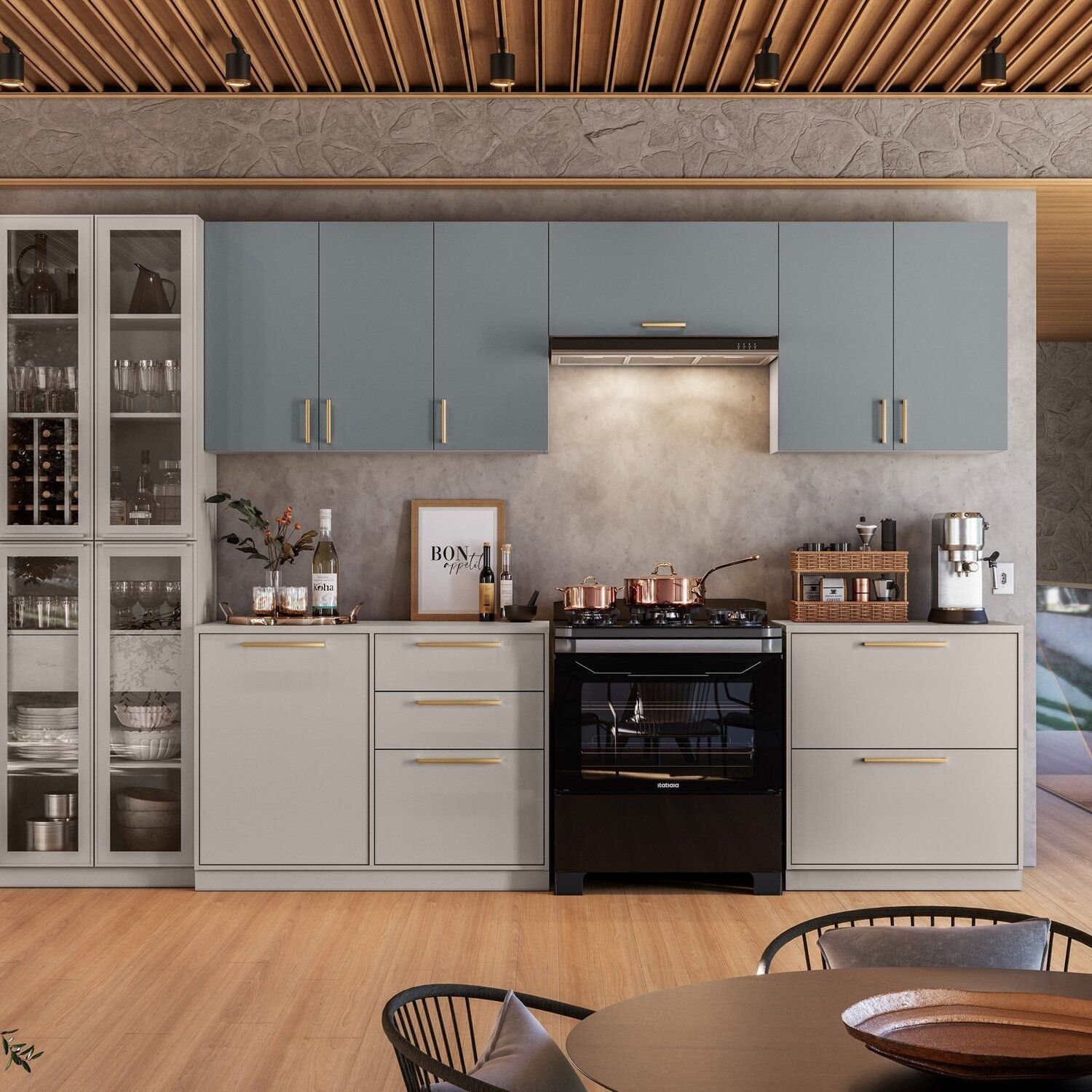 Cozinha Modulada com Cristaleira 6 Peças Essence 100% Mdf - 1