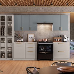 Cozinha Modulada com Cristaleira 6 Peças Essence 100% Mdf
