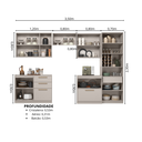 Ver imagem 4 de Cozinha Modulada 6 Peças 12 Portas 5 Gavetas com Cristaleira MDF Rodapé em PVC Essence Itatiaia Cinza/Fendi