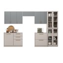 Ver imagem 3 de Cozinha Modulada 6 Peças 12 Portas 5 Gavetas com Cristaleira MDF Rodapé em PVC Essence Itatiaia Cinza/Fendi