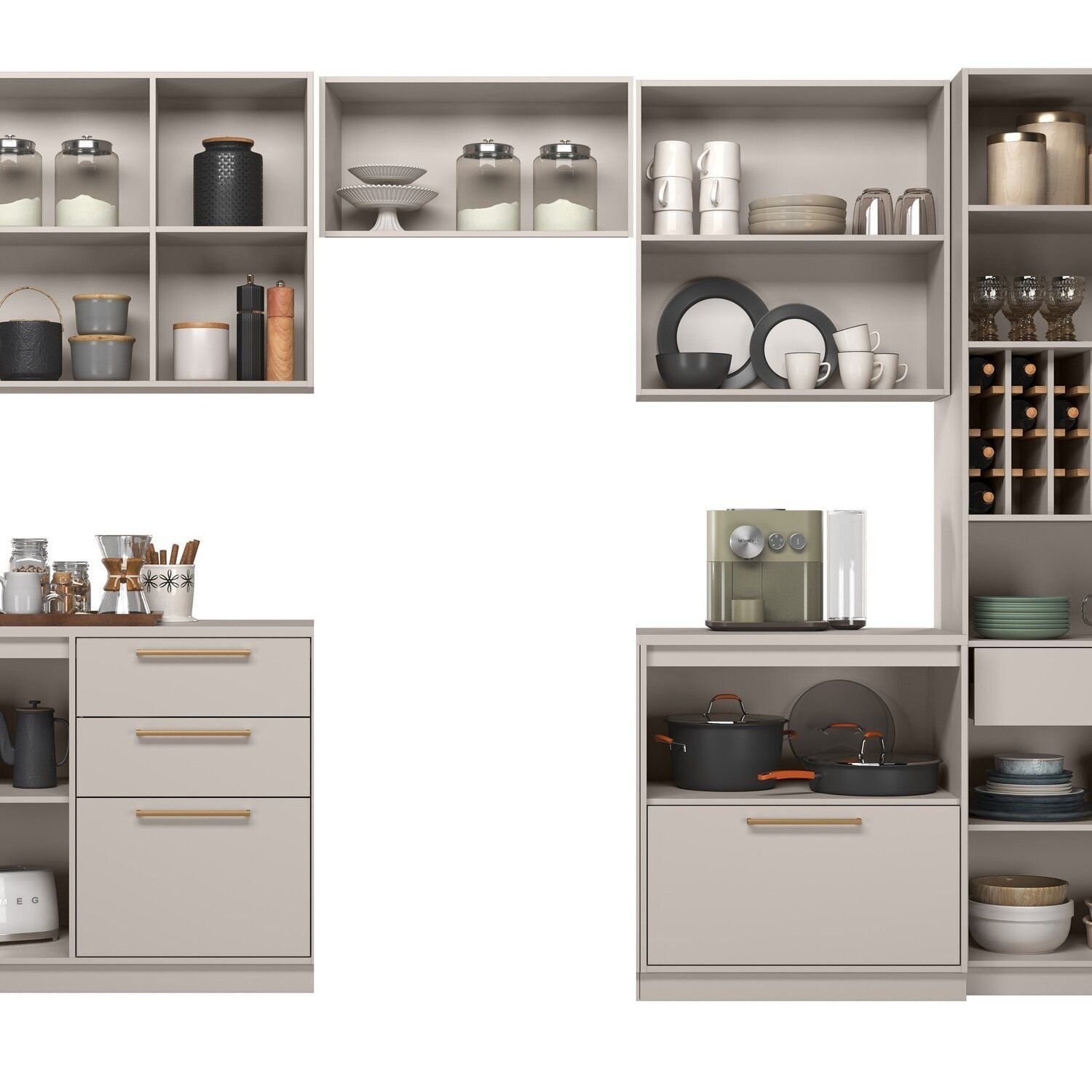 Cozinha Modulada com Cristaleira 6 Peças Essence 100% Mdf - 4