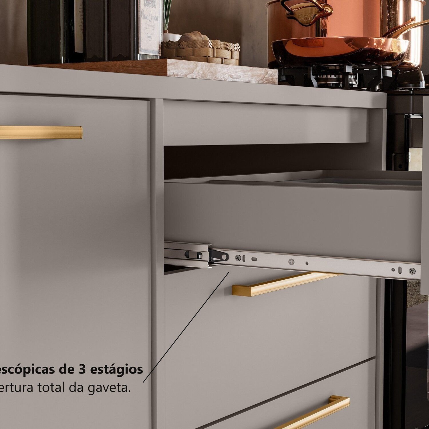 Cozinha Modulada com Cristaleira 6 Peças Essence 100% Mdf - 10