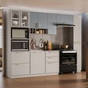 Ver imagem 1 de Cozinha Modulada 5 Peças 10 Portas 4 Gavetas Nicho p/2 Fornos MDF Rodapé em PVC Essence Itatiaia Cinza/Fendi