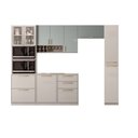 Ver imagem 3 de Cozinha Modulada 5 Peças 10 Portas 4 Gavetas Nicho p/2 Fornos MDF Rodapé em PVC Essence Itatiaia Cinza/Fendi