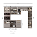 Ver imagem 4 de Cozinha Modulada 5 Peças 10 Portas 4 Gavetas Nicho p/2 Fornos MDF Rodapé em PVC Essence Itatiaia Cinza/Fendi