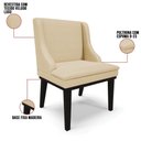 Ver imagem 3 de Kit 8 Cadeiras Estofadas para Sala de Jantar Base Fixa de Madeira Preto Lia Veludo Luxo Off White -