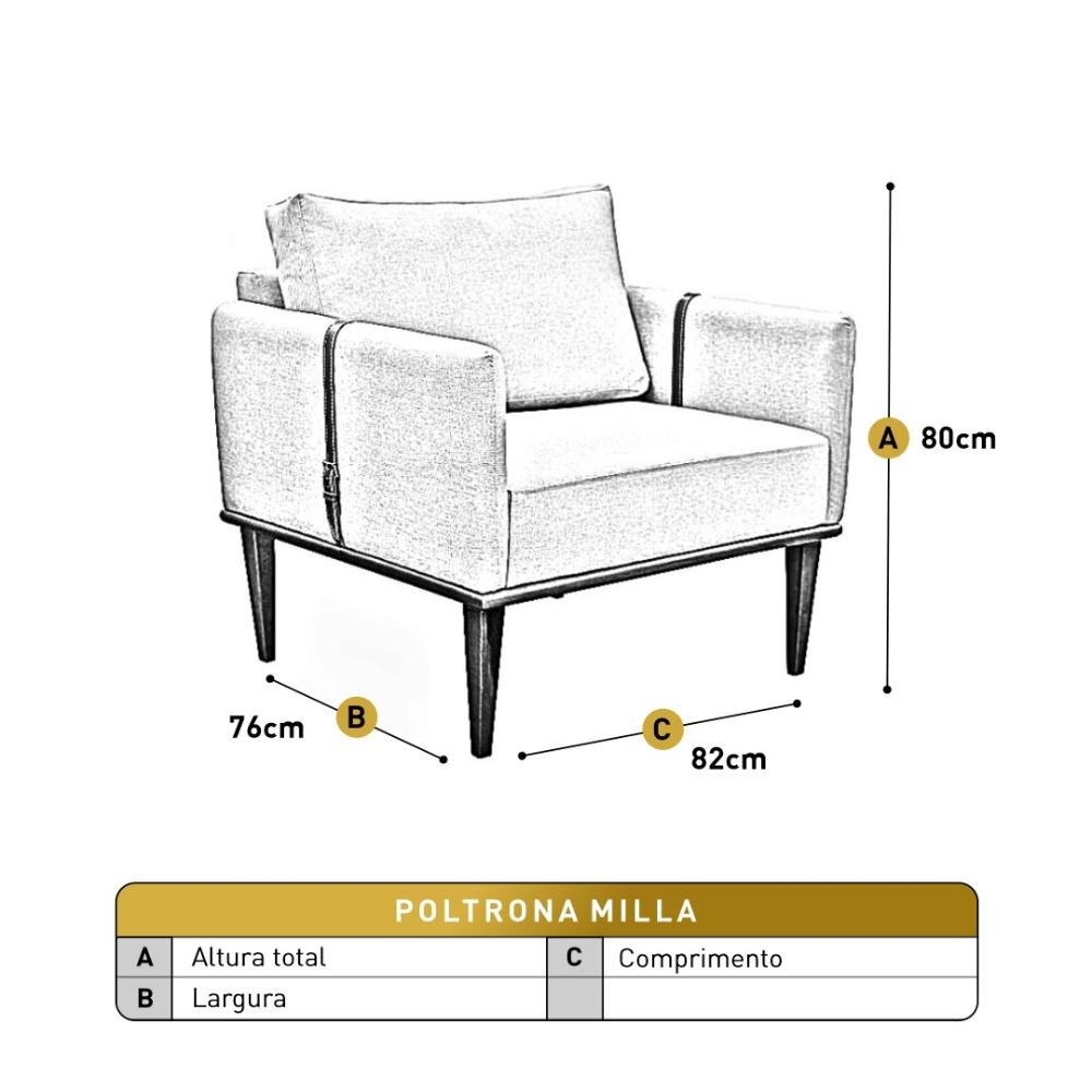 Poltrona Milla Luxo Madeira Maciça Castellar Móbile Corino Caramelo - 5