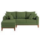 Ver imagem 1 de Sofá 3 Lugares Beny com Chaise Esquerdo Linho Verde Oliva