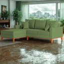 Ver imagem 2 de Sofá 3 Lugares Beny com Chaise Esquerdo Linho Verde Oliva