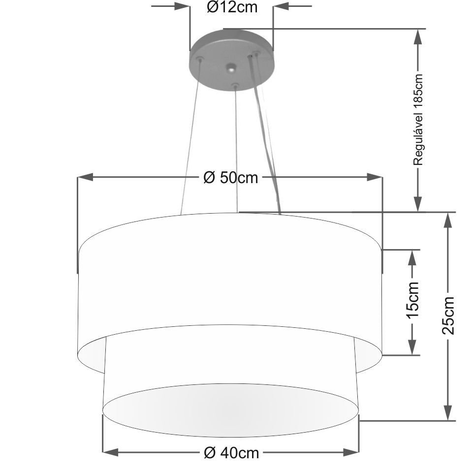 Pendente Cilíndrico Branco MJ-4061 Para Mesa de Jantar e Estar - 2