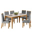 Ver imagem 1 de Conjunto Sala de Jantar Mesa Aurea 160x90 6 Cadeiras Anitta Ype/off White/linho Cinza Claro