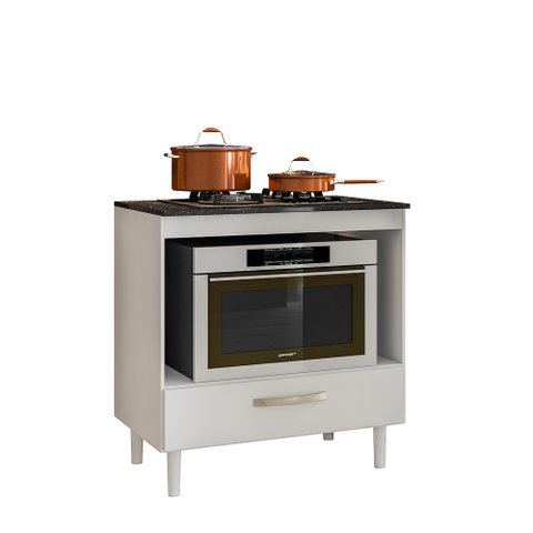 Balcão Mila para Cooktop com Tampo 80 cm Branco