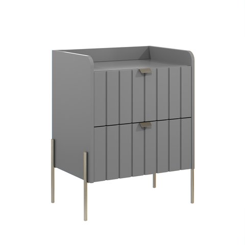 Mesa de Cabeceira em Madeira Mdf Cinza Moriah 45cm Luxo