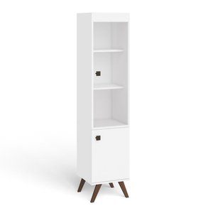 Cristaleira Retrô 1 Porta de Vidro Incolor e 2 Prateleiras - Branco