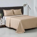 Ver imagem 2 de Kit Cobre Leito Elegance Casal Microfibra 200 Fios Babado 3 Peças Bege Casa Scarpa