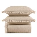 Ver imagem 1 de Kit Cobre Leito Elegance Casal Microfibra 200 Fios Babado 3 Peças Bege Casa Scarpa