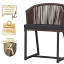 Ver imagem 4 de Mesa com 4 Cadeiras de Jantar Roma 100cm e Noronha em Aluminío Preto Corda Nautica Estofado 11 Trama