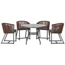 Ver imagem 1 de Mesa com 4 Cadeiras de Jantar Roma 100cm e Noronha em Aluminío Preto Corda Nautica Estofado 11 Trama