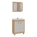 Ver imagem 2 de Conjunto de Banheiro Gabinete Viena 60cm, Cuba + Espelheira, 3 Portas C00D62512 Mel/Branco - Ozini