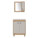 Ver imagem 3 de Conjunto de Banheiro Gabinete Viena 60cm, Cuba + Espelheira, 3 Portas C00D62512 Mel/Branco - Ozini