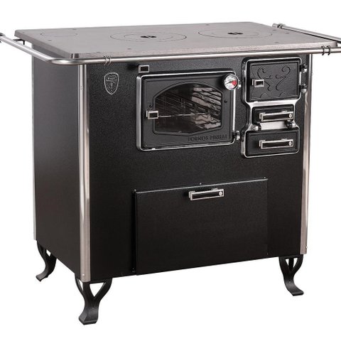 Fogão a Lenha C Forninho C Caixa Esq Preto Fornos Pinhal N2