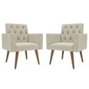 Ver imagem 1 de Kit 2 Poltronas para Sala Escritório Recepção Sala de Espera Thais Suede Bege