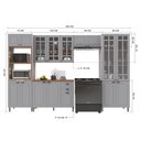 Ver imagem 3 de Cozinha Modulada 5 Peças Torre Quente Cristaleira Balcão com Tampo e 2 Aéreos 100% MDF com Vidro Bari Cinza/Titanio Fosco