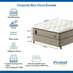 Conjunto Box Viúva Mola Ensacada Probel Excede Premium (128x188x56cm) - 7