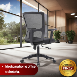 Kit 6 Cadeiras de Escritório Diretor Grid em Tela - Preta - 8