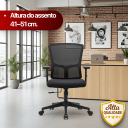 Kit 6 Cadeiras de Escritório Diretor Grid em Tela - Preta - 20