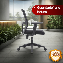 Kit 6 Cadeiras de Escritório Diretor Grid em Tela - Preta - 11