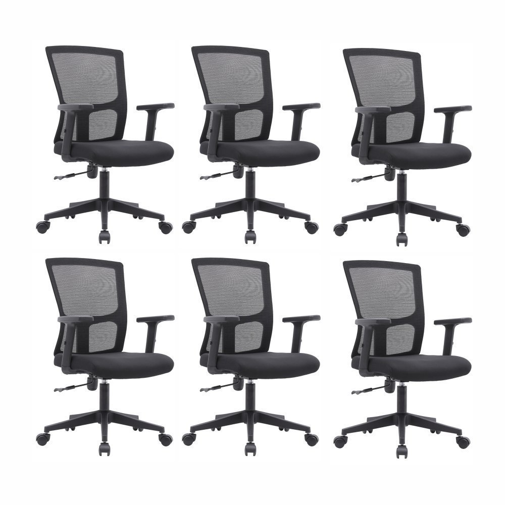 Cadeira Escritório Diretor Grid em Tela - Preta:6 Cadeiras - 2