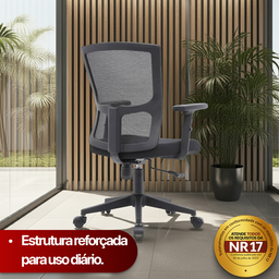 Kit 6 Cadeiras de Escritório Diretor Grid em Tela - Preta - 10