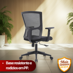 Kit 6 Cadeiras de Escritório Diretor Grid em Tela - Preta - 5