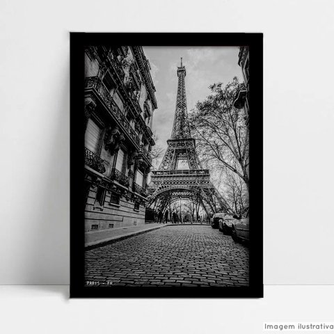 Quadro Decorativo Monumento Cidade Paris em Moldura Caixa Tacolado Moldura Caixa Alta 4,5cm Branca S