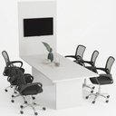 Ver imagem 1 de Mesa de Reunião Retangular Moderno sem Gavetas MDP 220cm Branco Tecnomobili 2 Volumes