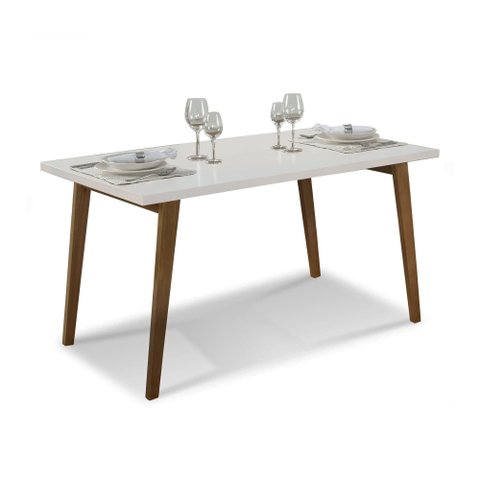 Mesa de Jantar Nature sem Vidro Mmj-as As-castanho Claro/off White Laca 1,35m